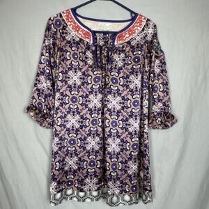 Odd Molly Sz 0 Womens XS 100% Silk Tunic Dress Embroidered Boho
